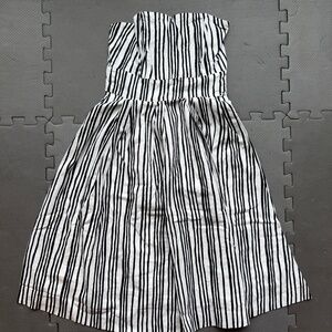 Club Monaco Strapless Graphic Stripe Midi Dress